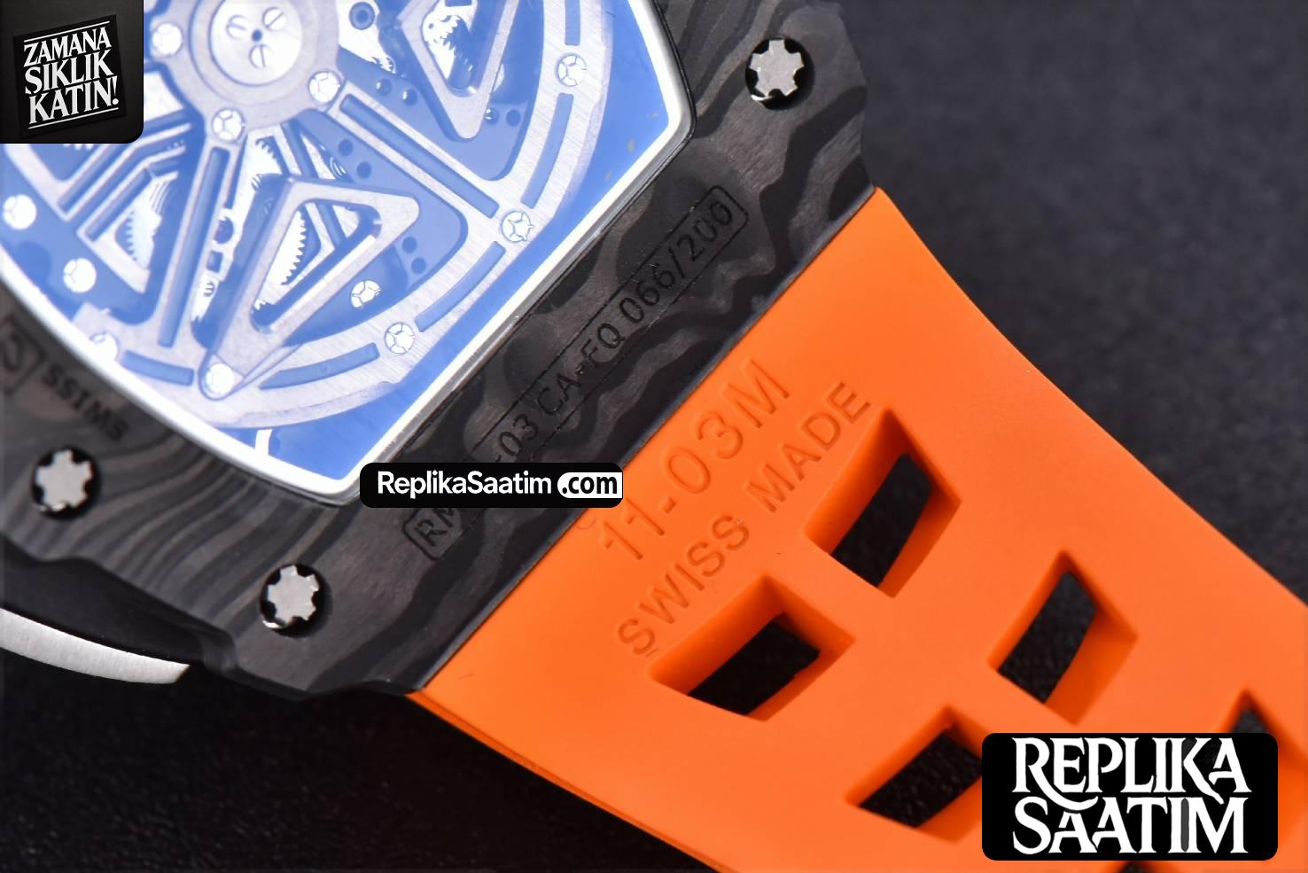 RM011 NTPT Chrono KVF  Skeleton Dial on Orange Rubber Strap A7750 V2 -16