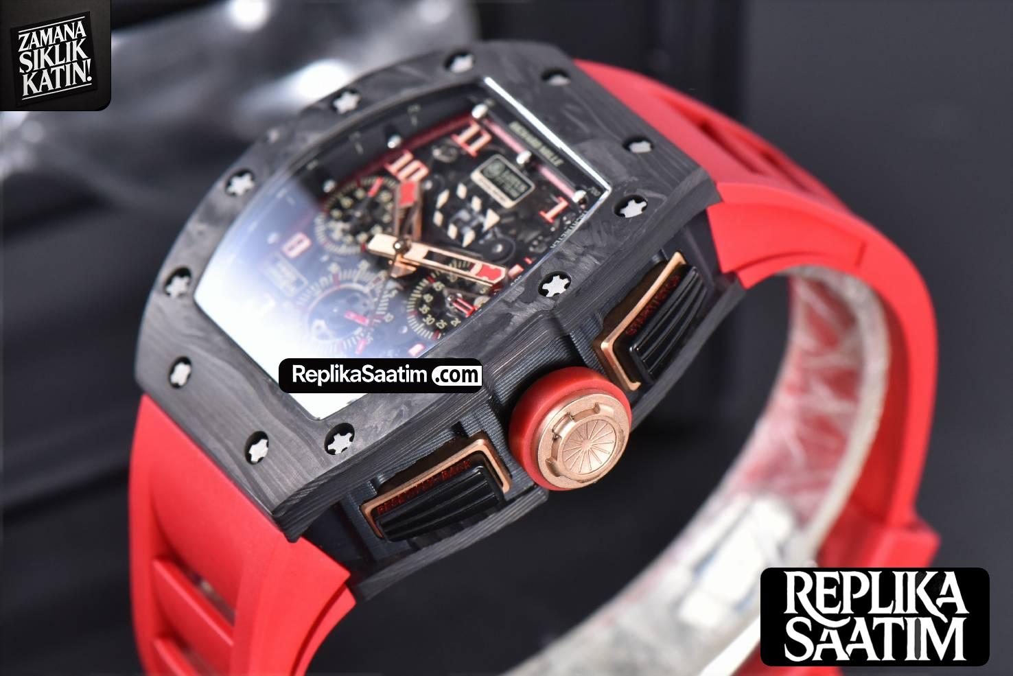 RM011 NTPT Chrono KVF Skeleton Dial on Red Rubber Strap A7750 V2 -10