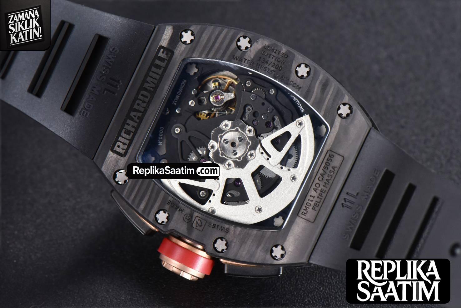RM011 NTPT Chrono KVF Skeleton Dial on RG Crown Black Rubber Strap A7750 V2 -14