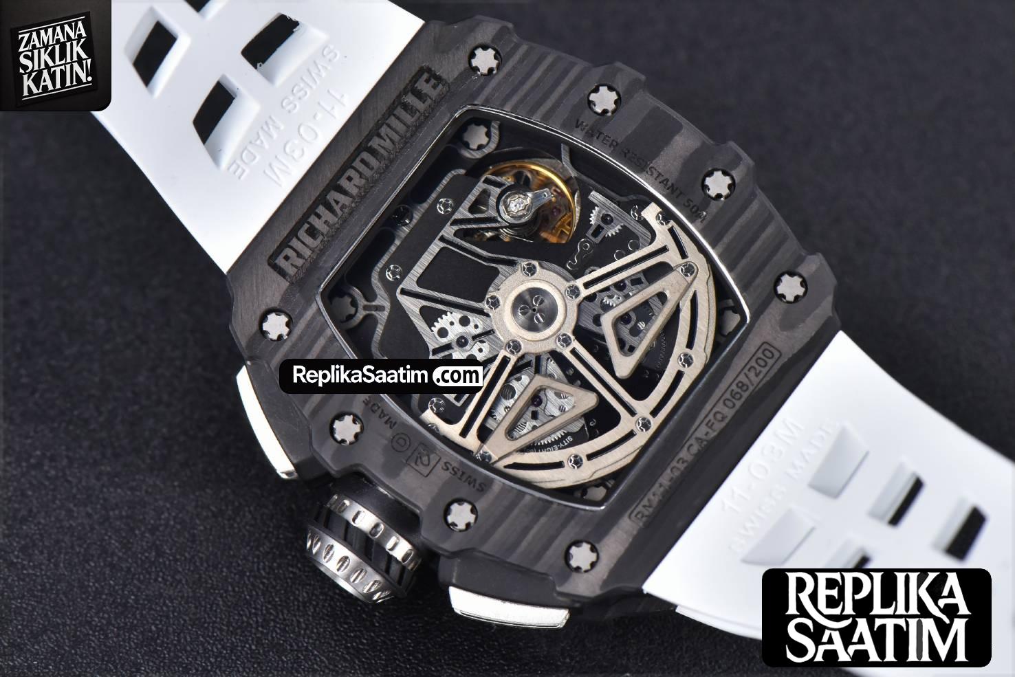 RM011 NTPT Chrono KVF  Skeleton Dial on White Rubber Strap A7750 V2 -16