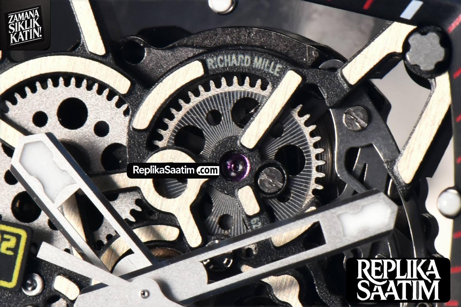 RM035-02 42mm Black Forged Carbon T+F Skeleton Dial Red Crown Black Rubber Strap RMUL2 -04
