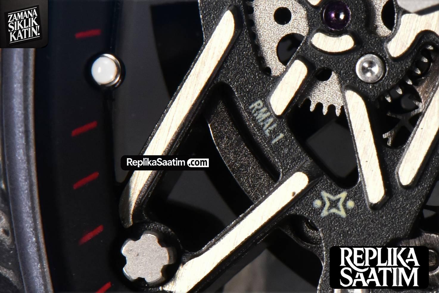 RM035-02 42mm Black Forged Carbon T+F Skeleton Dial Red Crown Black Rubber Strap RMUL2 -06