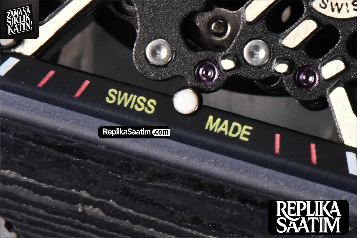 RM035-02 42mm Black Forged Carbon T+F Skeleton Dial Red Crown Black Rubber Strap RMUL2 -07