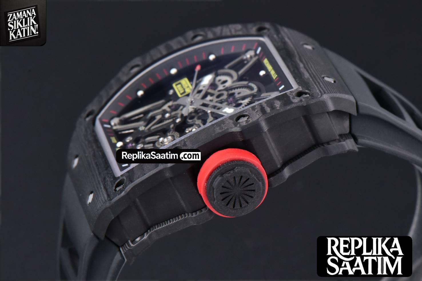 RM035-02 42mm Black Forged Carbon T+F Skeleton Dial Red Crown Black Rubber Strap RMUL2 -10