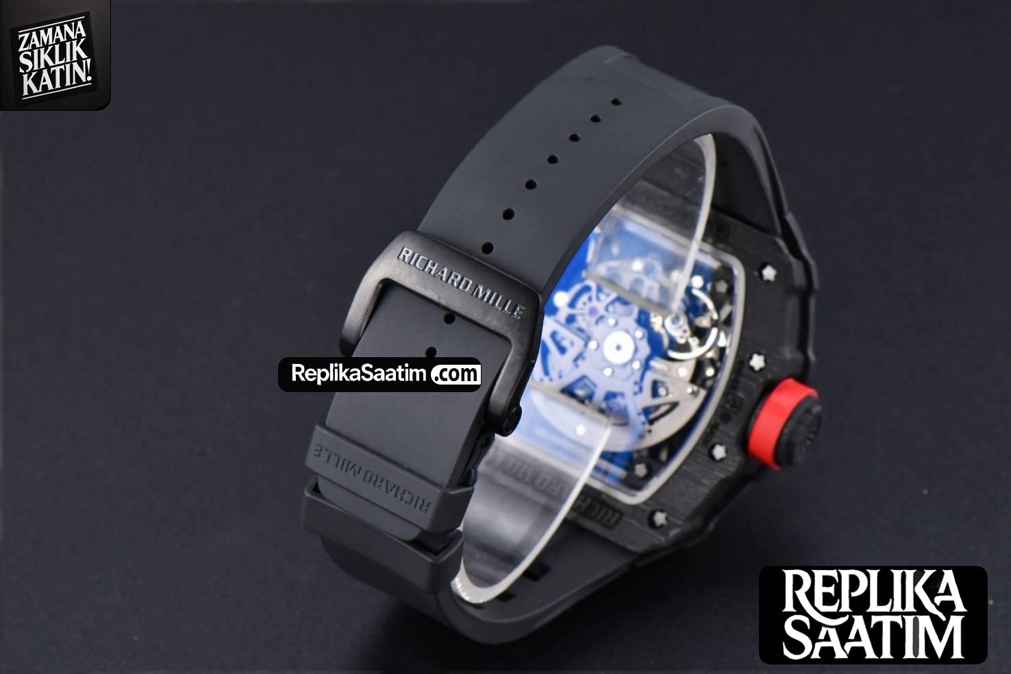 RM035-02 42mm Black Forged Carbon T+F Skeleton Dial Red Crown Black Rubber Strap RMUL2 -15
