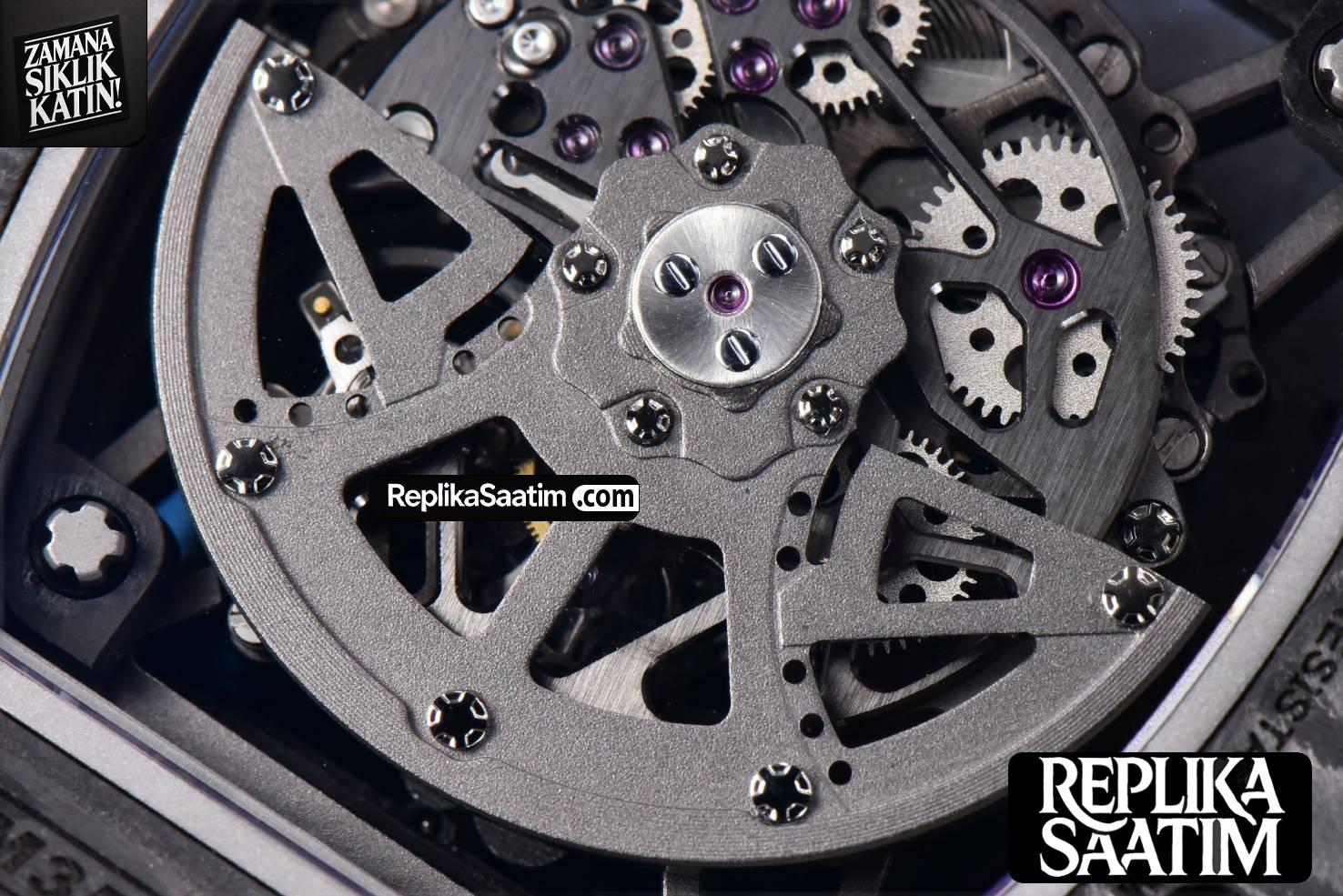 RM035-02 42mm Black Forged Carbon T+F Skeleton Dial Red Crown Black Rubber Strap RMUL2 -31