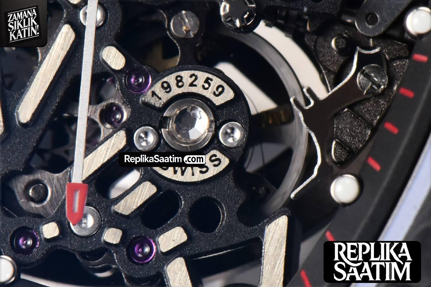 RM035-02 42mm Black Forged Carbon T+F Skeleton Dial Red Crown White Rubber Strap RMUL2 -08