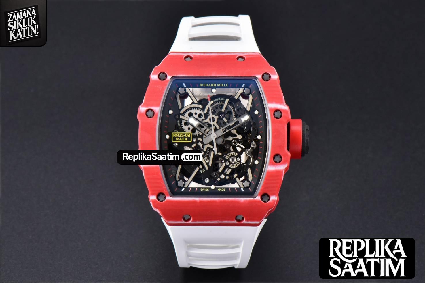 RM035-02 42mmx50mm Red Carbon ZF Dial on white Rubber Strap NH05A V5 -01