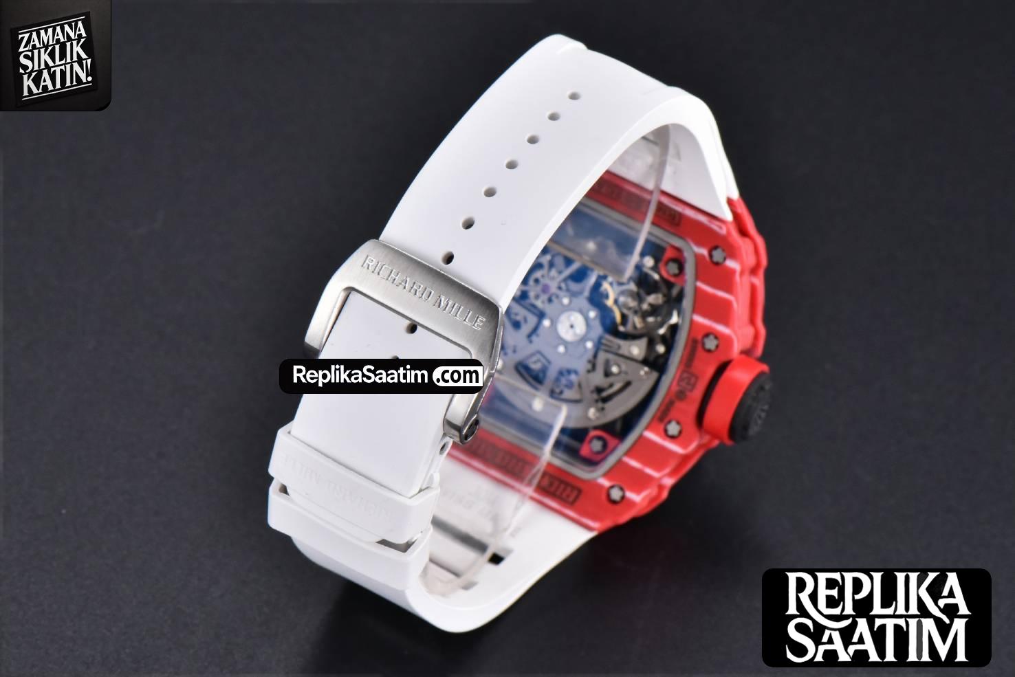 RM035-02 42mmx50mm Red Carbon ZF Dial on white Rubber Strap NH05A V5 -16
