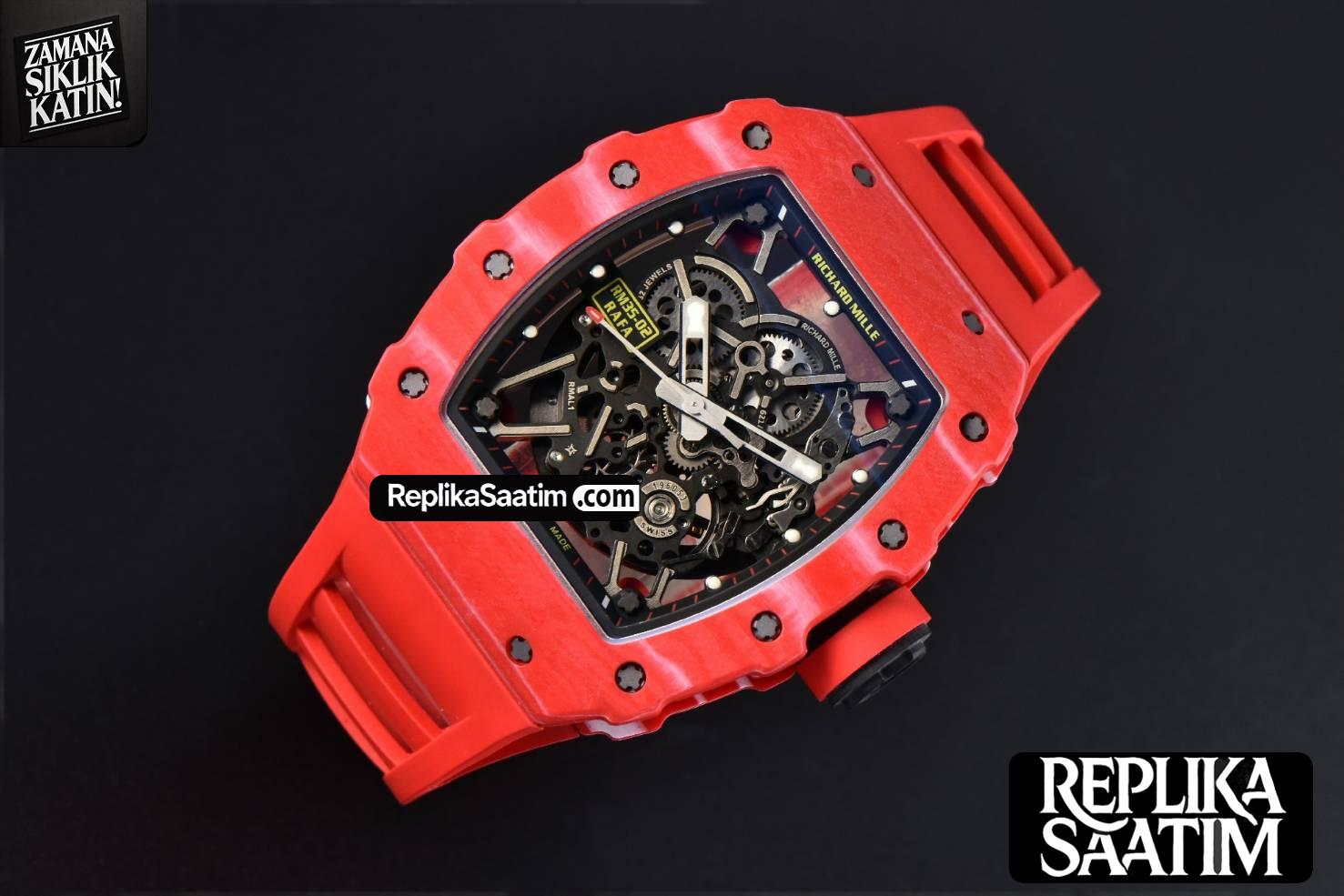 RM035-02 Real NTPT ZF Red Skeleton Dial Red Rubber Strap RMAL1 Clone -02