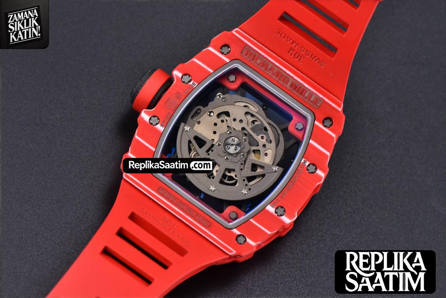 RM035-02 Real NTPT ZF Red Skeleton Dial Red Rubber Strap RMAL1 Clone -22