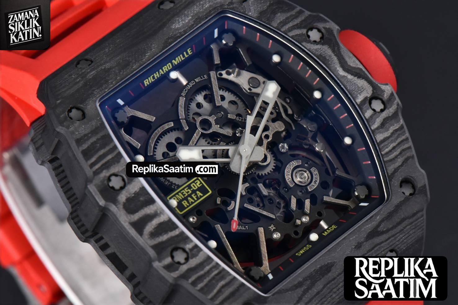 RM035-02 Real NTPT ZF Skeleton Dial Red Rubber Strap NH05A -13
