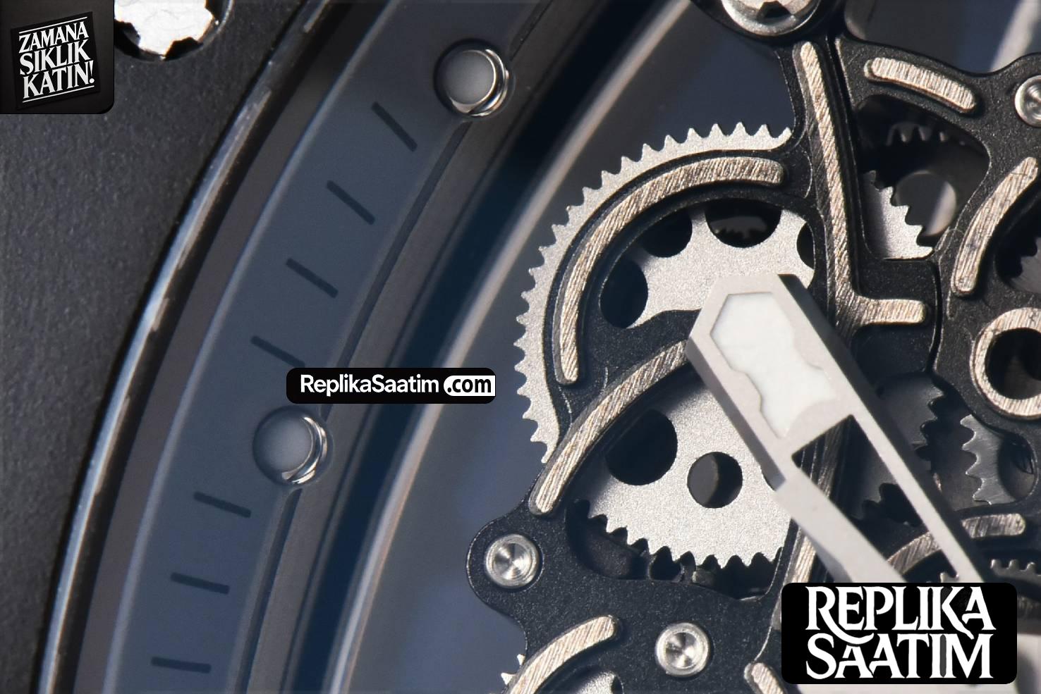 RM055 42.7mm BBRF Black Ceramic Black Skeleton Dial White Rubber Strap RMUL2 -07