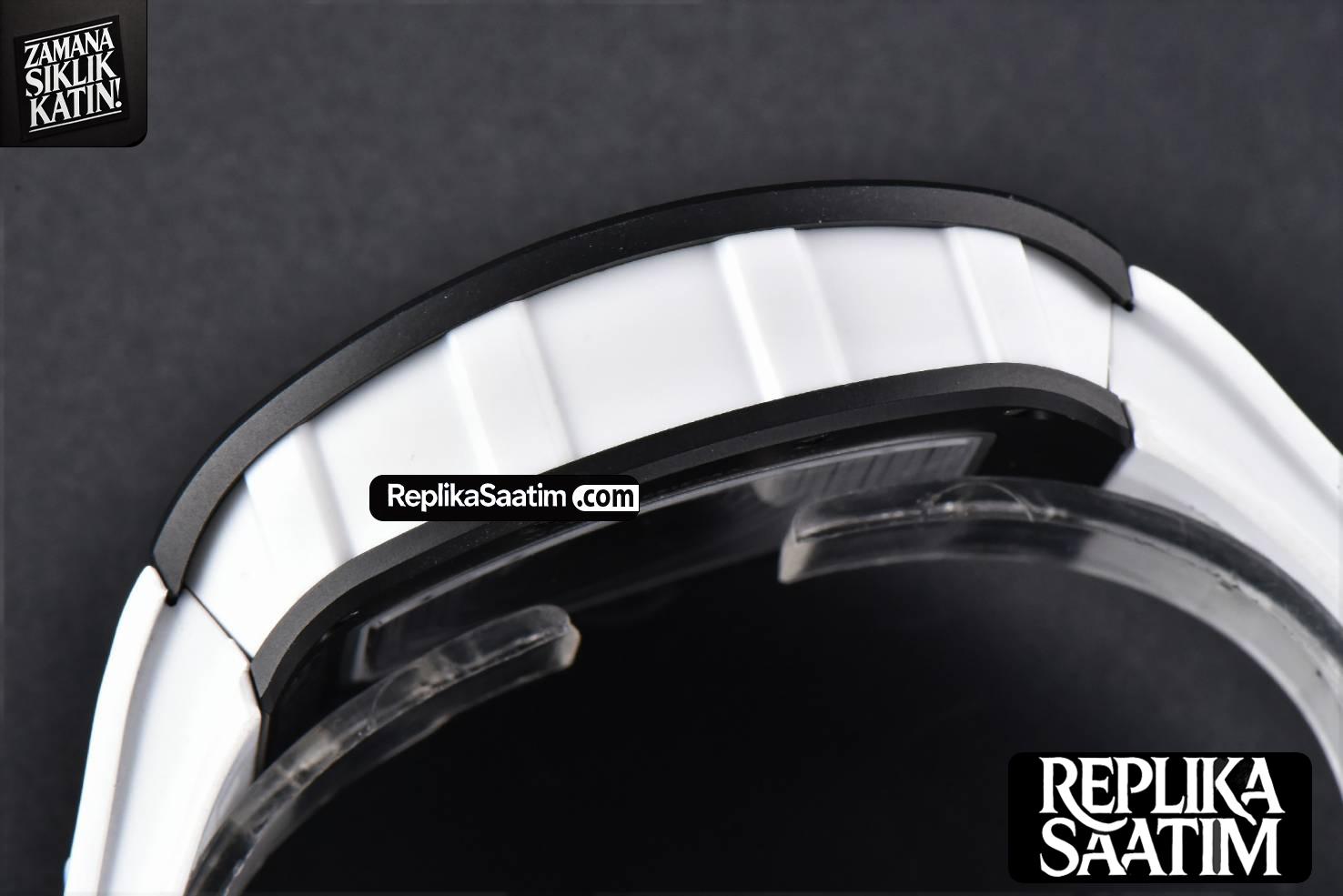 RM055 42.7mm BBRF Black Ceramic Black Skeleton Dial White Rubber Strap RMUL2 -16