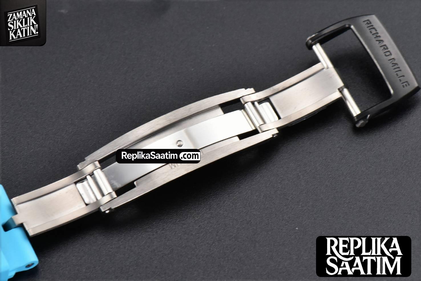 RM055 42.7mm Bubba Watson ZF Black NTPT White Skeleton Dial Blue Rubber Strap NH05 V6 -14