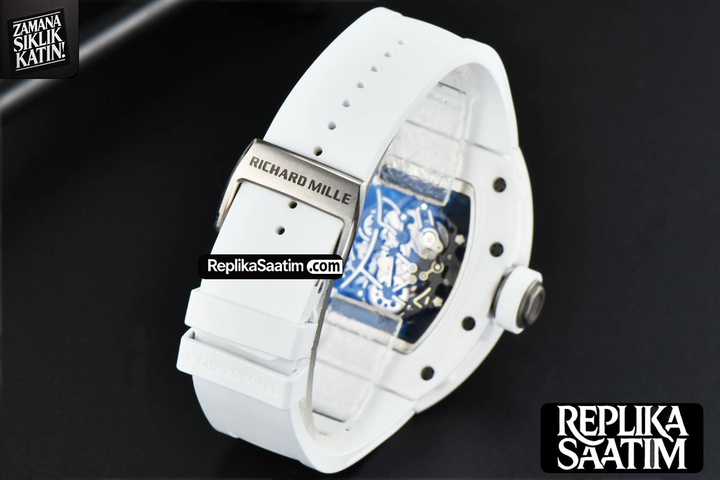 RM055 42.7mm ZF White Ceramic Black Skeleton Dial White Rubber Strap NH05 V6 -13