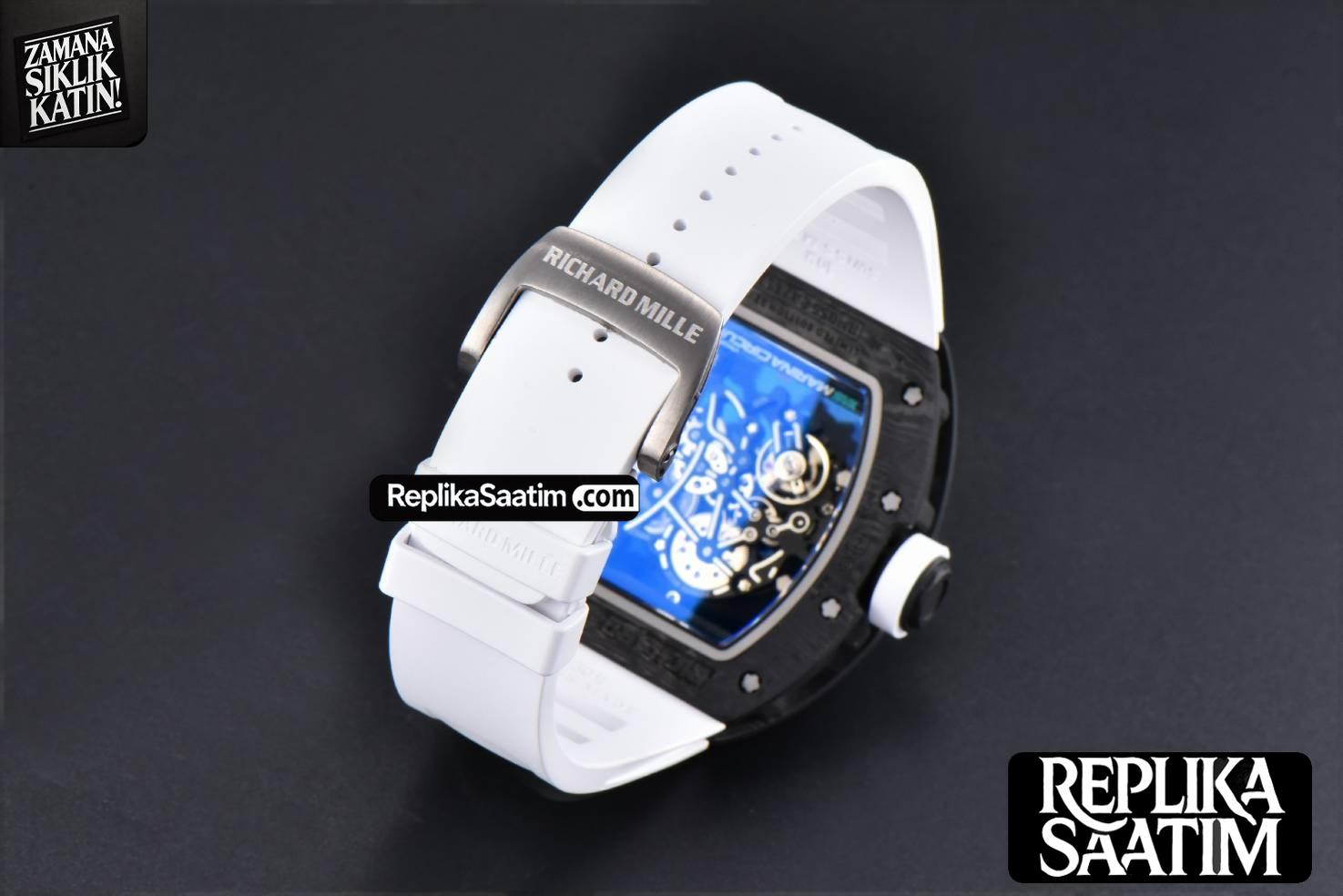 RM055 NTPT ZF Blue Bezel White Crown on White Rubber Strap RMUL2 Super Clone V6 -31