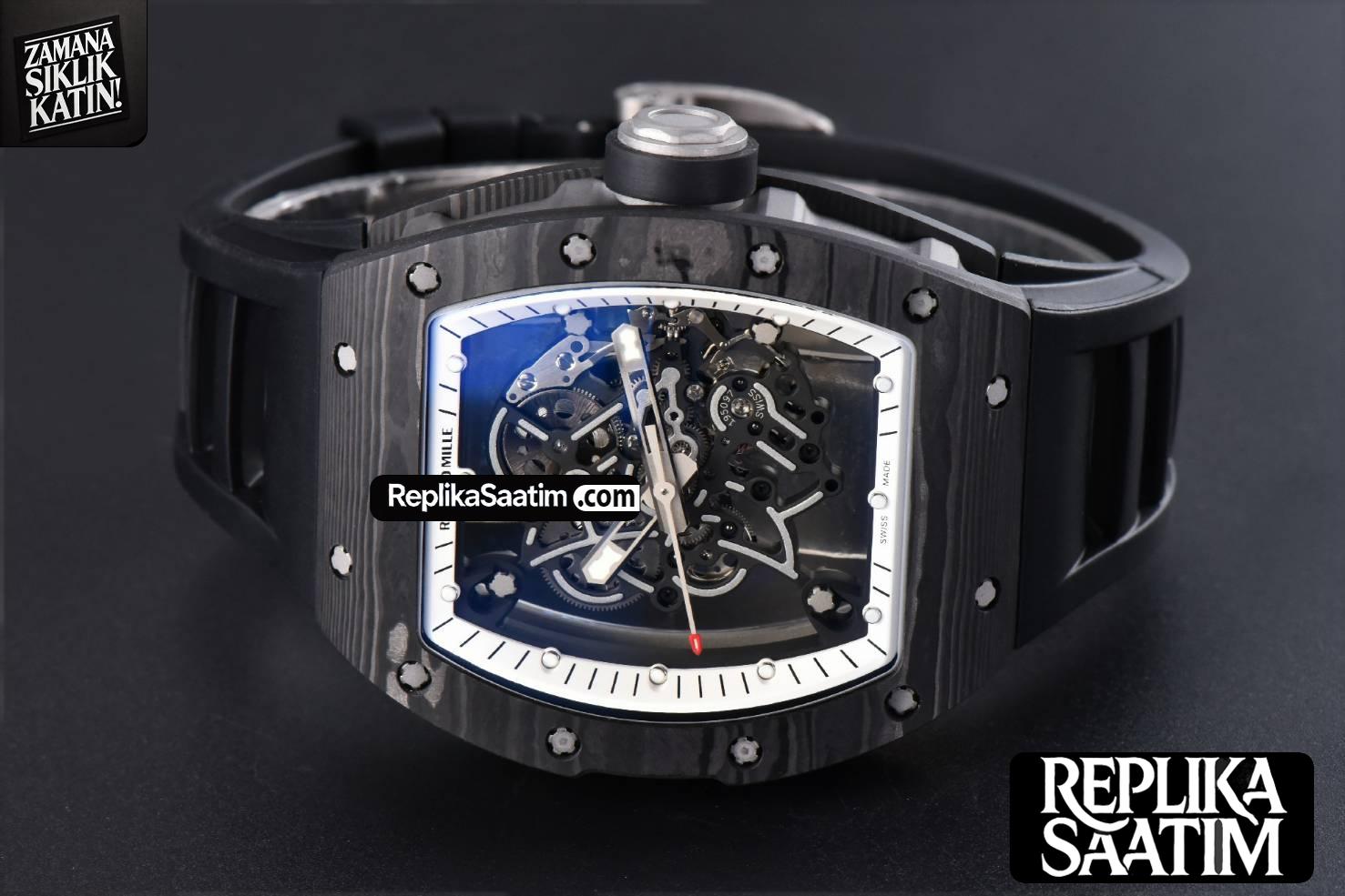 RM055 NTPT ZF White Bezel Black Crown on Black Rubber Strap RMUL2 Super Clone V6 -13