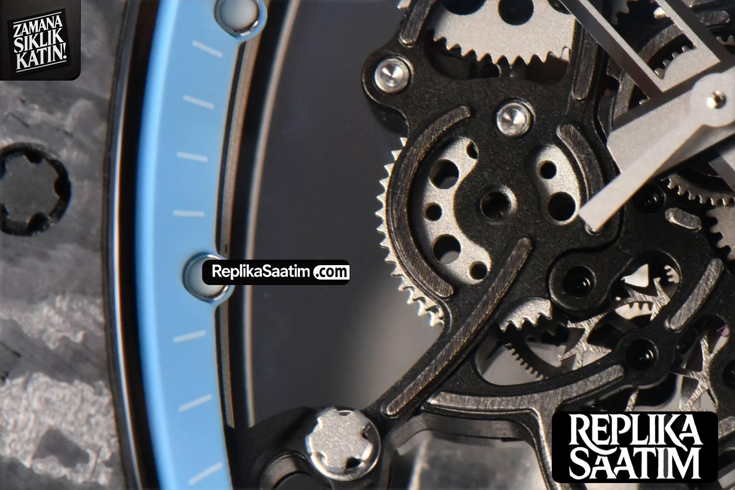 RM055 Real NTPT 42.7mm BBRF Blue Skeleton Dial White Rubber Strap RMUL2 -08