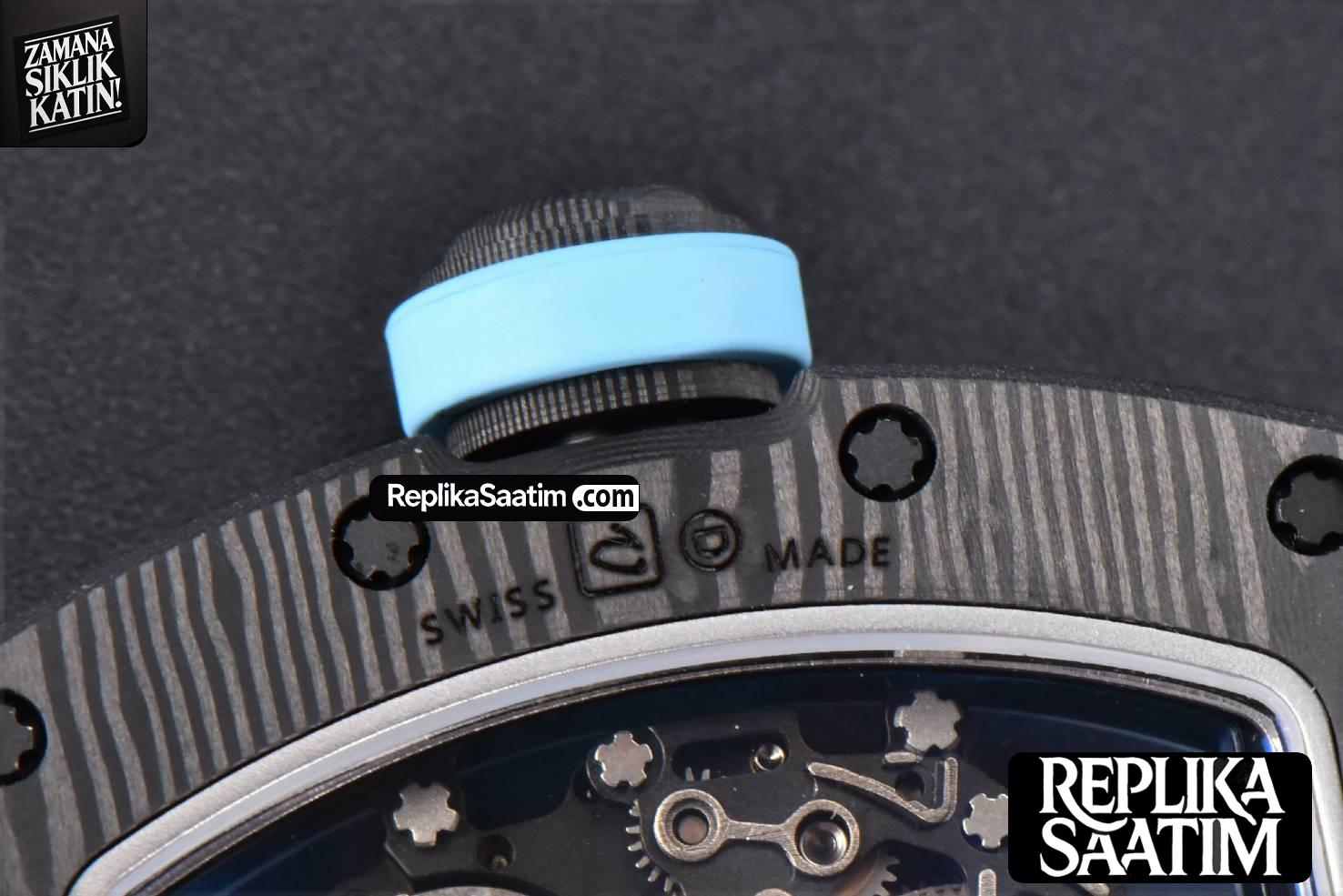 RM055 Real NTPT 42.7mm BBRF Blue Skeleton Dial White Rubber Strap RMUL2 -22