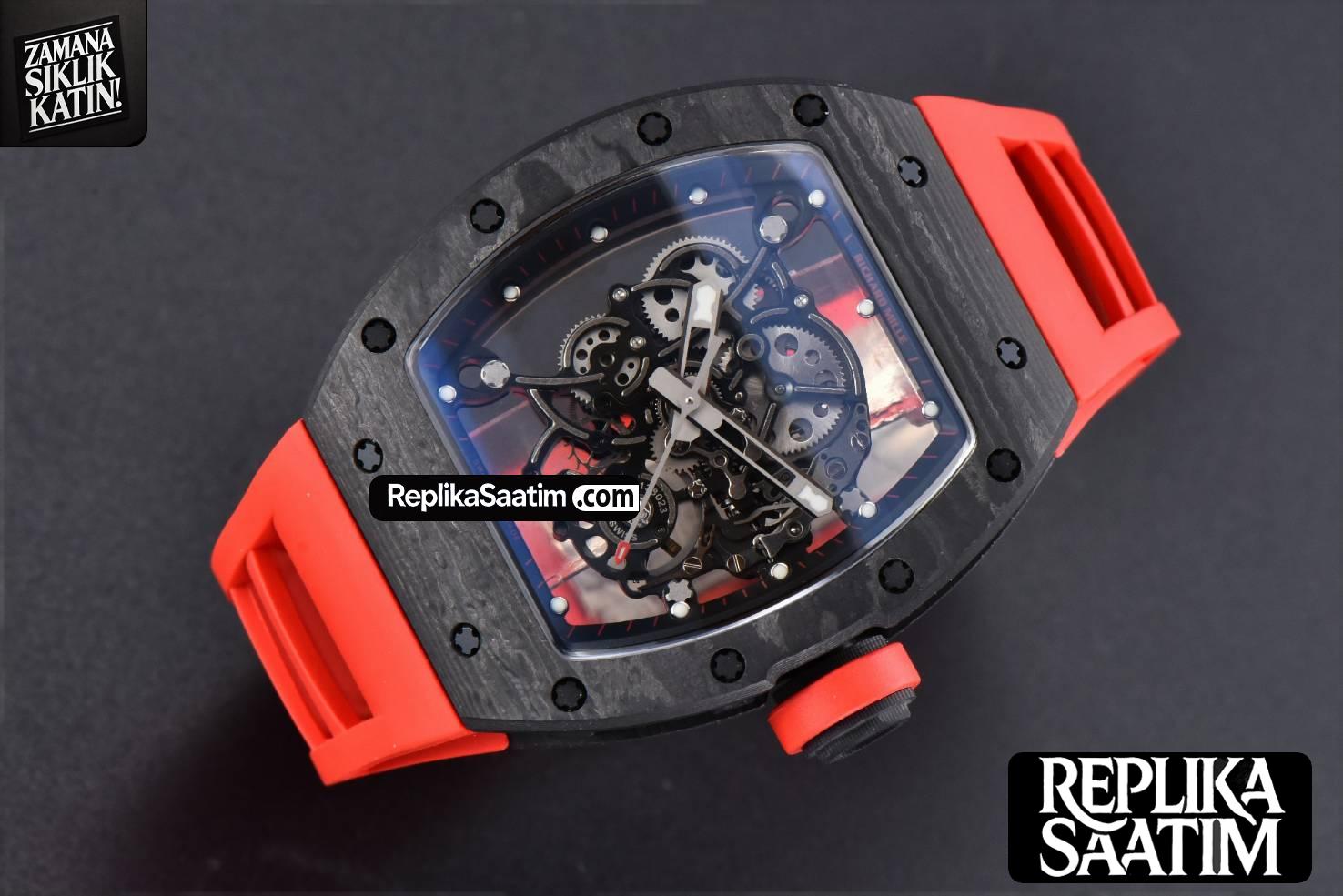 RM055 Real NTPT 42.7mm BBRF Red Skeleton Dial Red Rubber Strap RMUL2 -03