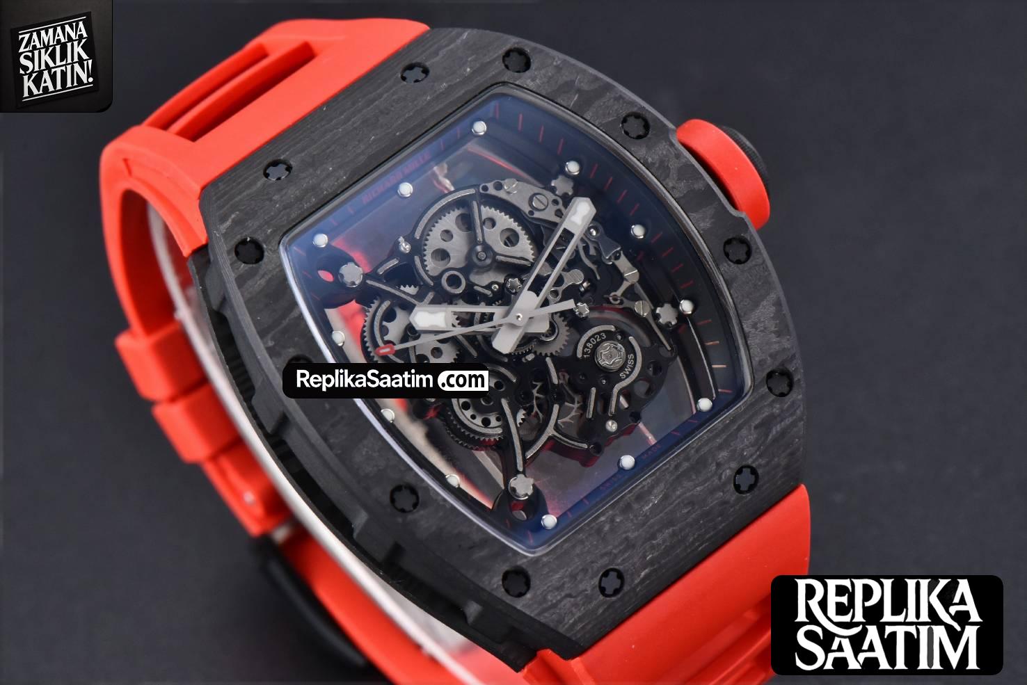 RM055 Real NTPT 42.7mm BBRF Red Skeleton Dial Red Rubber Strap RMUL2 -13