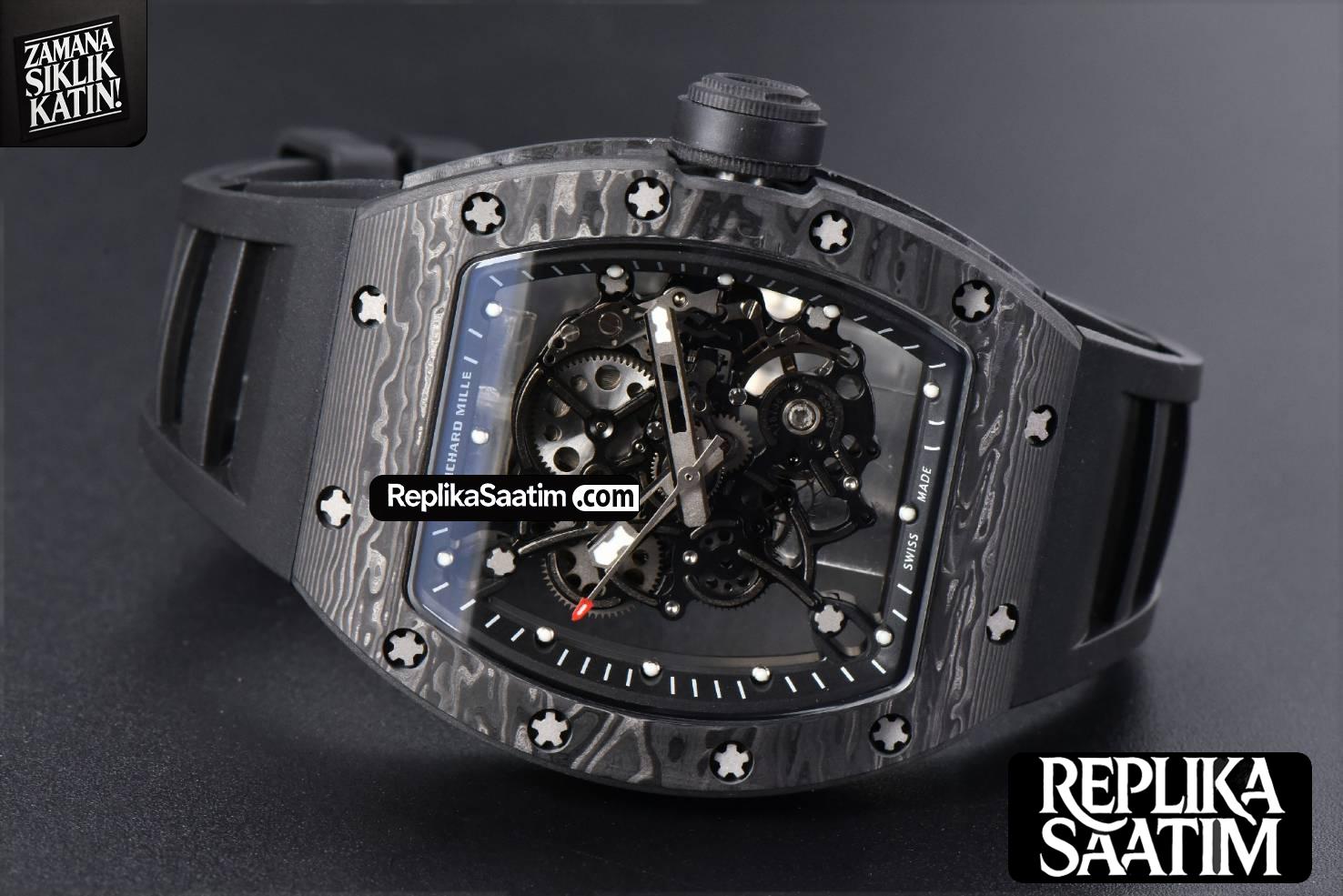 RM055 Real NTPT 42mm RMF Black Skeleton Dial Black Rubber Strap RMUL2 -14