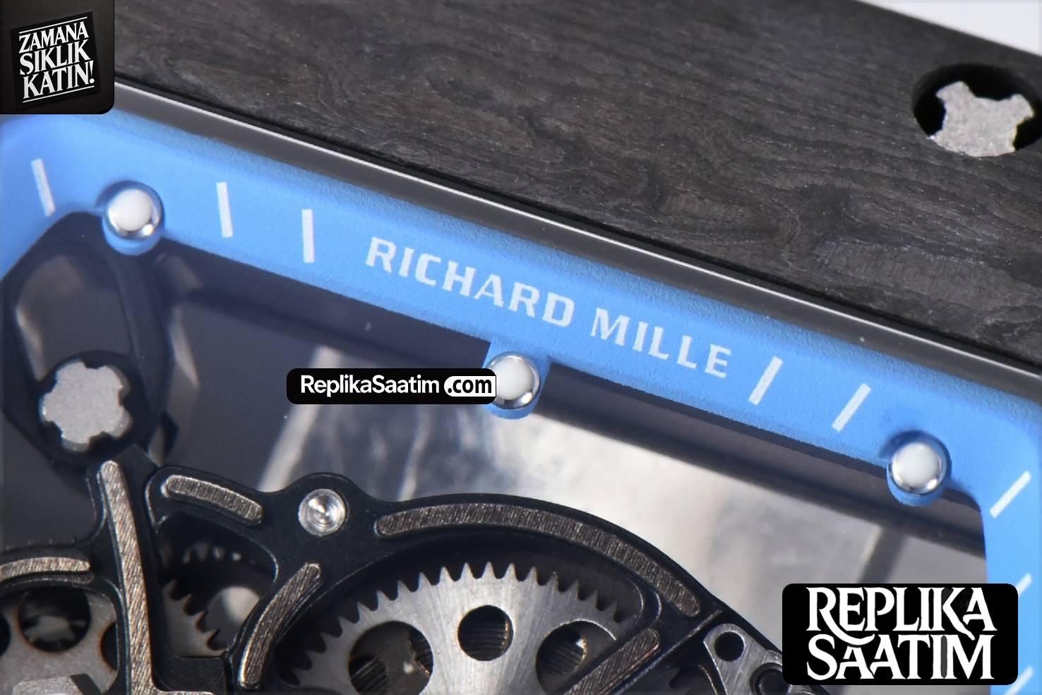 RM055 Real NTPT 42mm RMF Blue Skeleton Dial White Rubber Strap RMUL2 -04