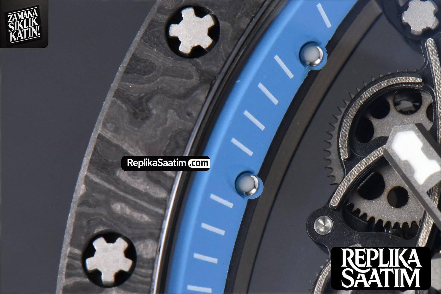 RM055 Real NTPT 42mm RMF Blue Skeleton Dial White Rubber Strap RMUL2 -05