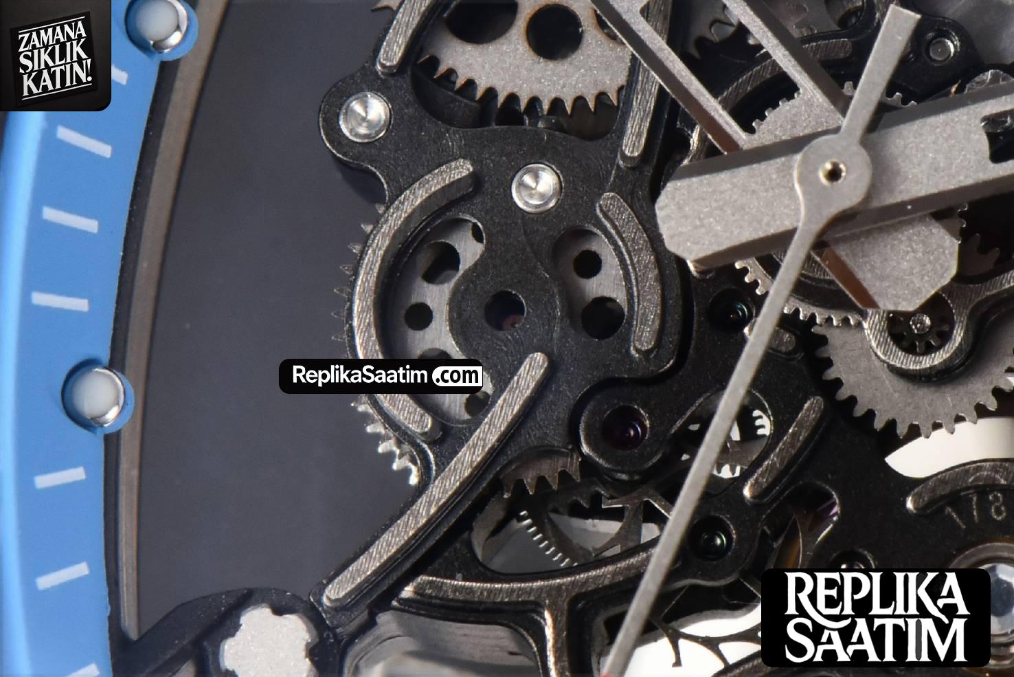 RM055 Real NTPT 42mm RMF Blue Skeleton Dial White Rubber Strap RMUL2 -08