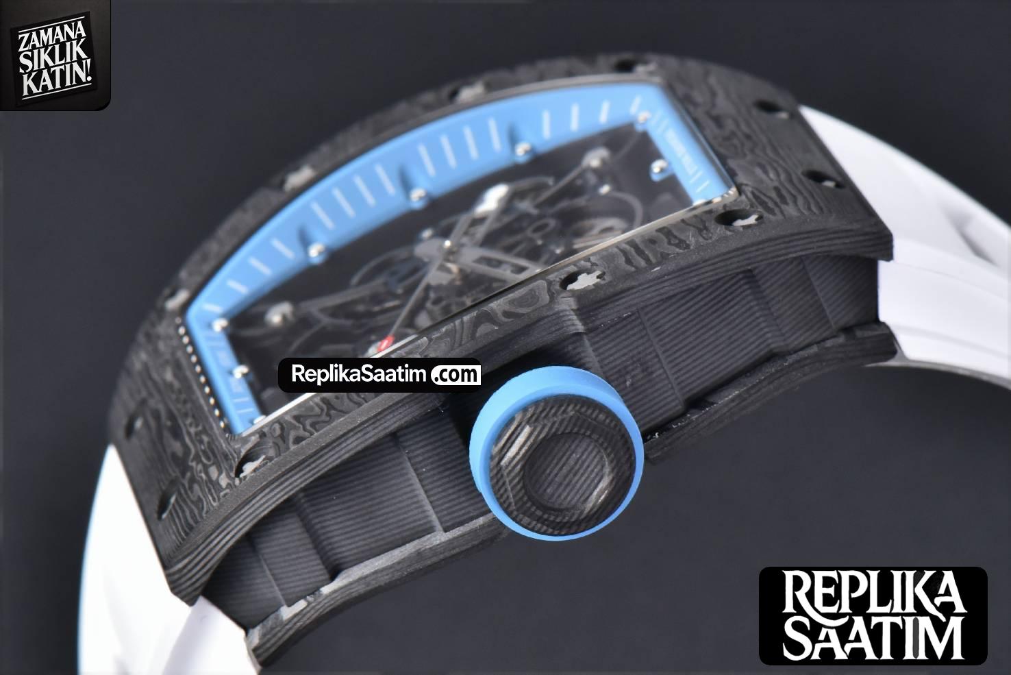 RM055 Real NTPT 42mm RMF Blue Skeleton Dial White Rubber Strap RMUL2 -11