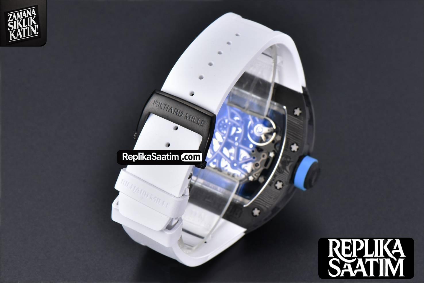 RM055 Real NTPT 42mm RMF Blue Skeleton Dial White Rubber Strap RMUL2 -31