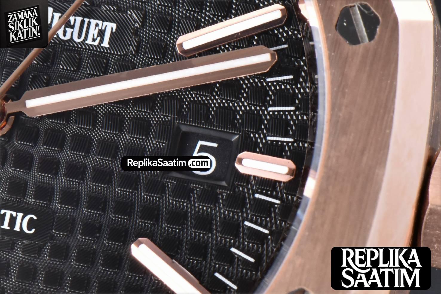 Royal Oak 15400 41mm RG IPF Black Textured Dial Black Leather Strap SA3120 -06
