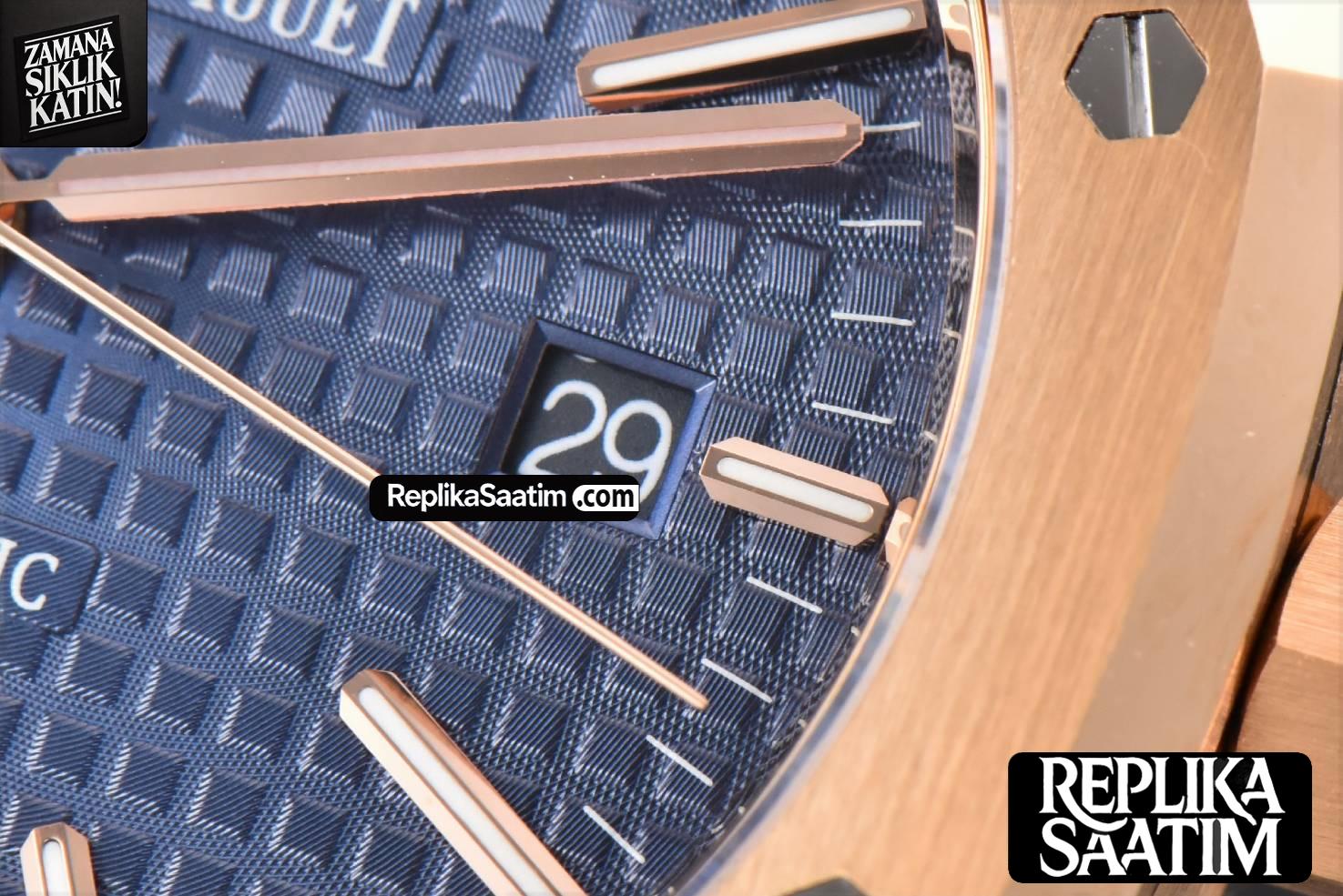 Royal Oak 15400 41mm RG ZF Blue Textured Dial RG Bracelet SA3120 Super Clone -08