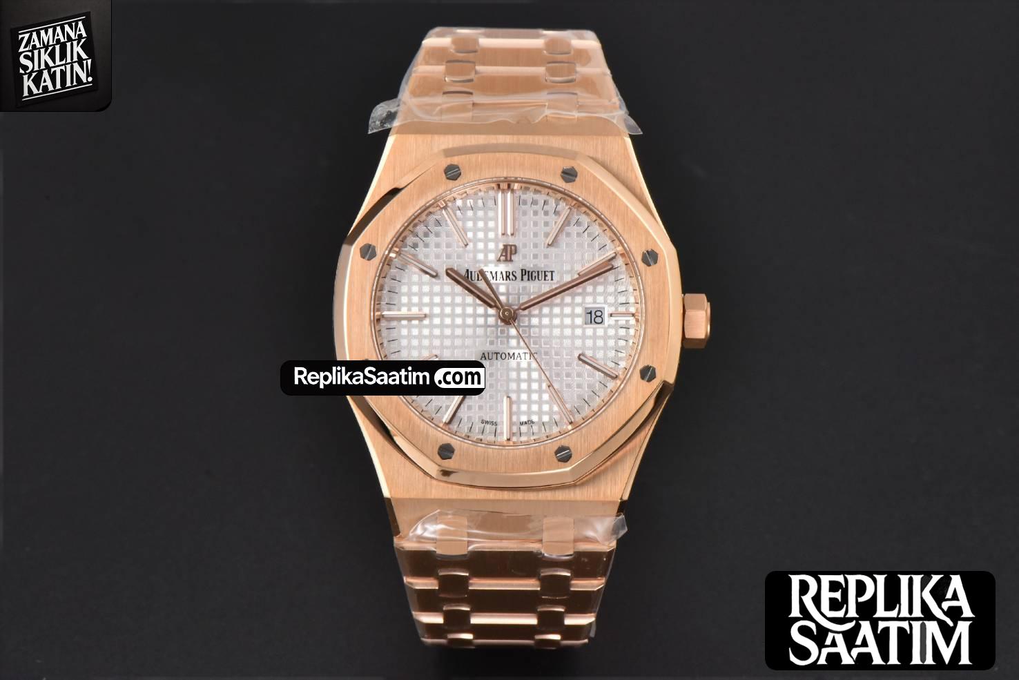 Royal Oak 15400 41mm RG ZF White Textured Dial RG Bracelet SA3120 Super Clone -02