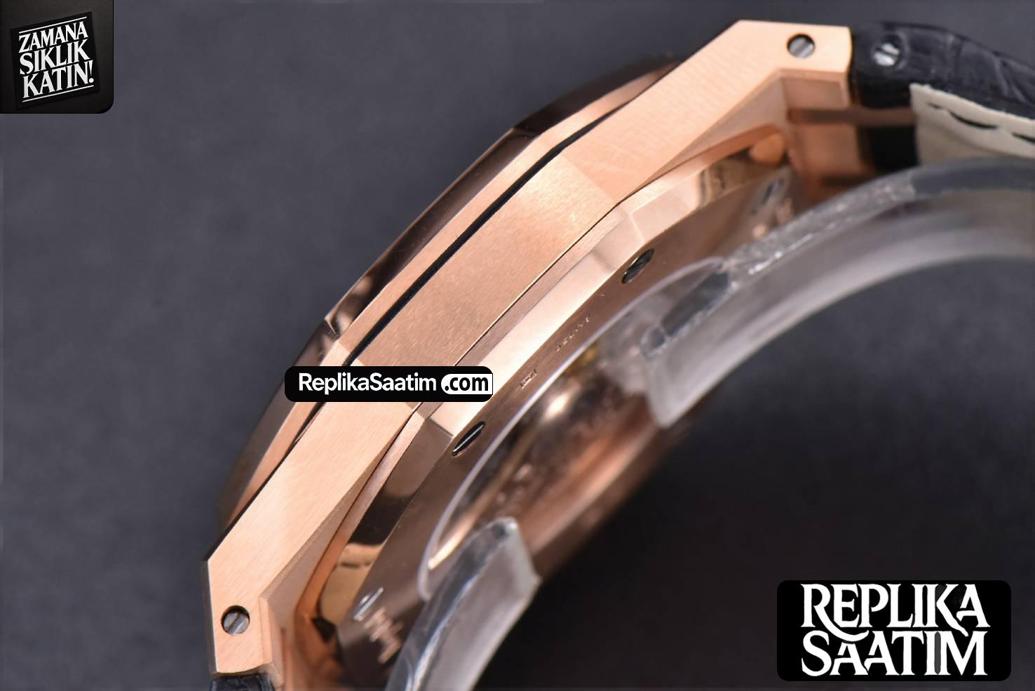 Royal Oak 15400 RG JF  Black Dial Black Leather Strap V5 MY9015 -11