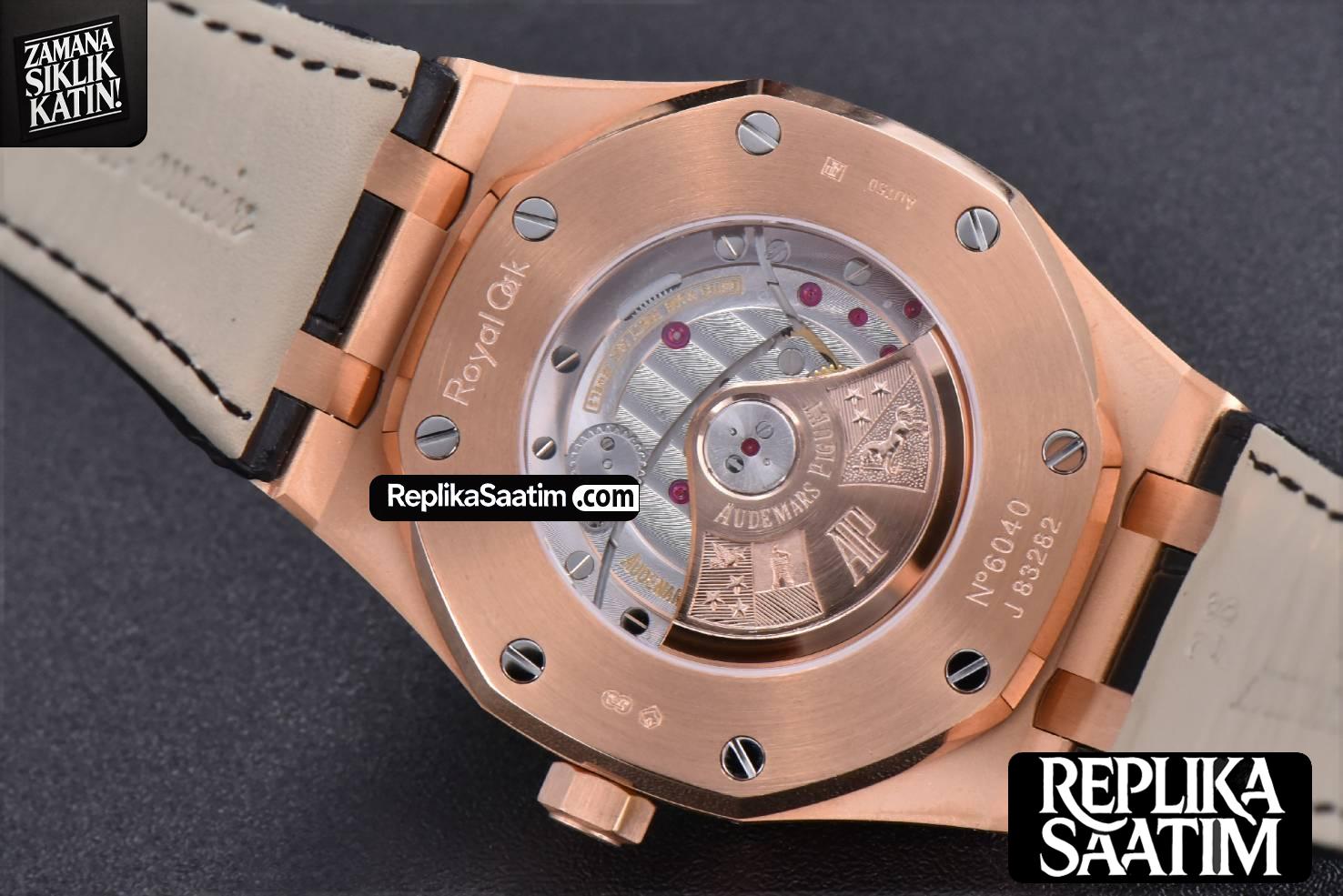 Royal Oak 15400 RG JF  Black Dial Black Leather Strap V5 MY9015 -17