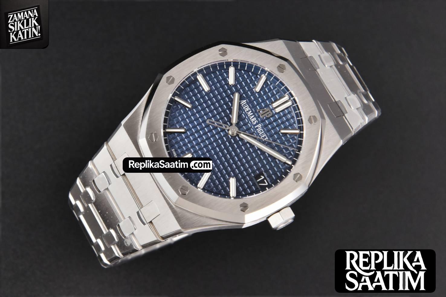 Royal Oak 15500 41mm APSF Blue Textured Dial SS Bracelet A4302 -12