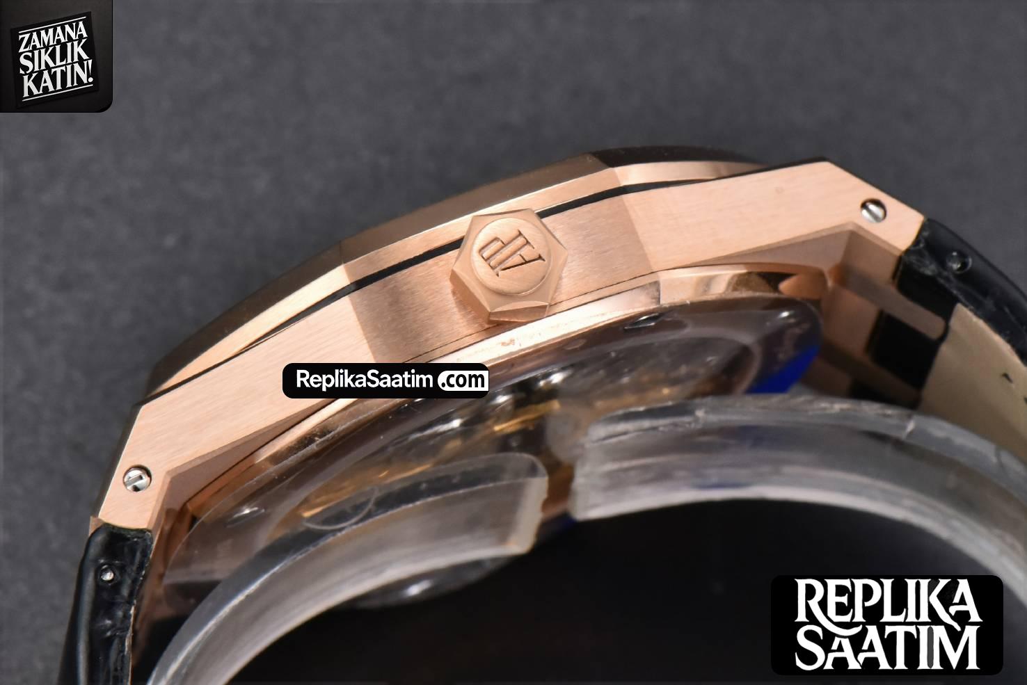 Royal Oak 15500 41mm RG APSF Black Textured Dial Black Leather Strap SA4302 -13