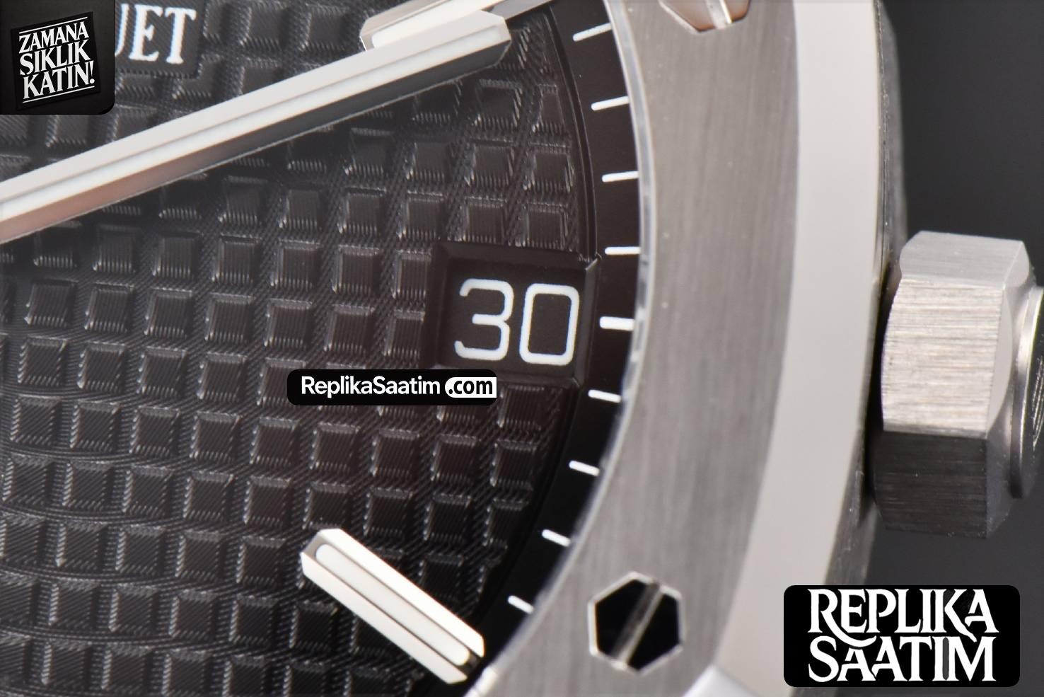 Royal Oak 15500 41mm ZF Black Textured Dial SS Bracelet A4302 Super Clone -07
