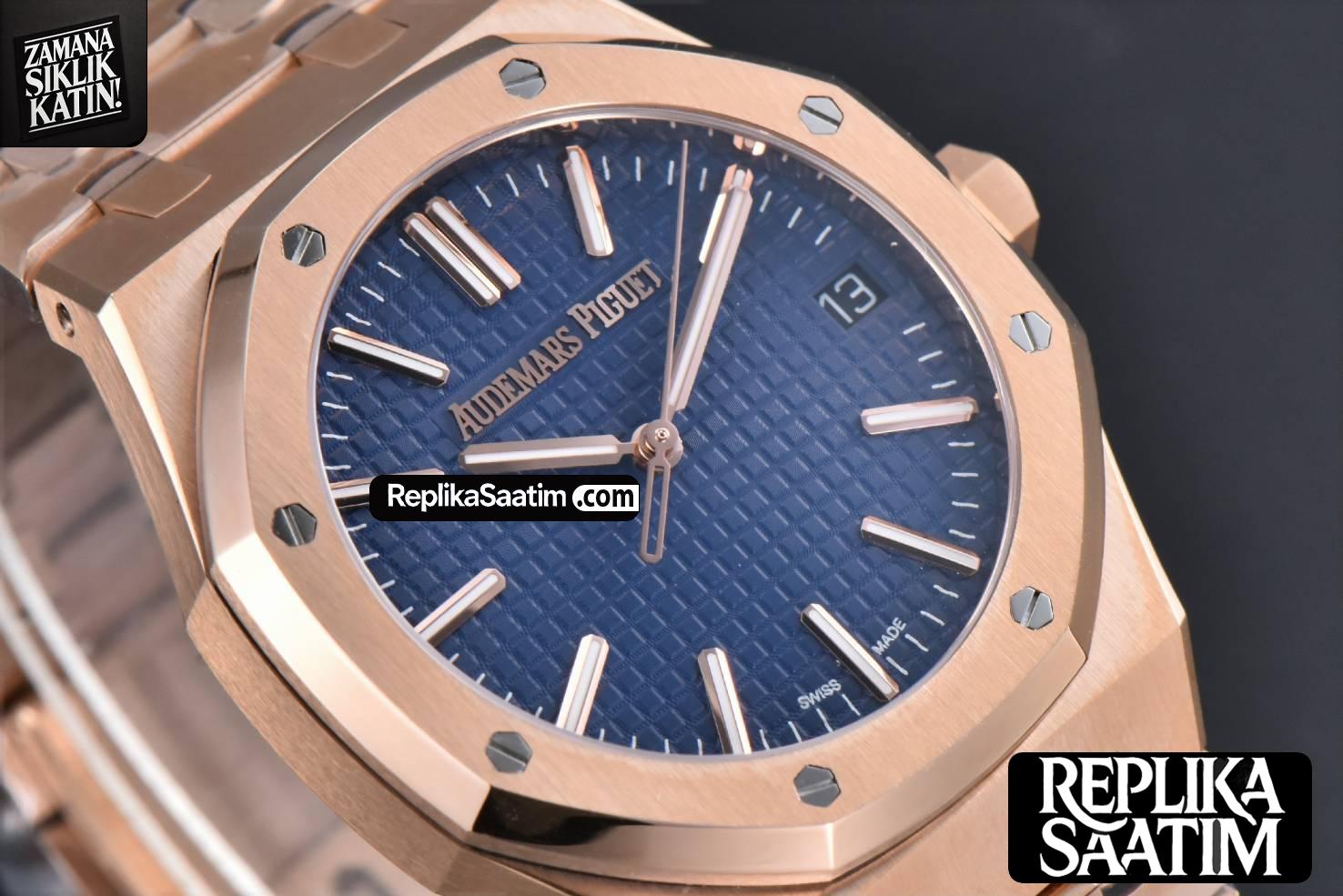 Royal Oak 15510 “50th Anniversary” APSF 41MM RG Blue Dial RG Bracelet SA4302 Super Clone -11