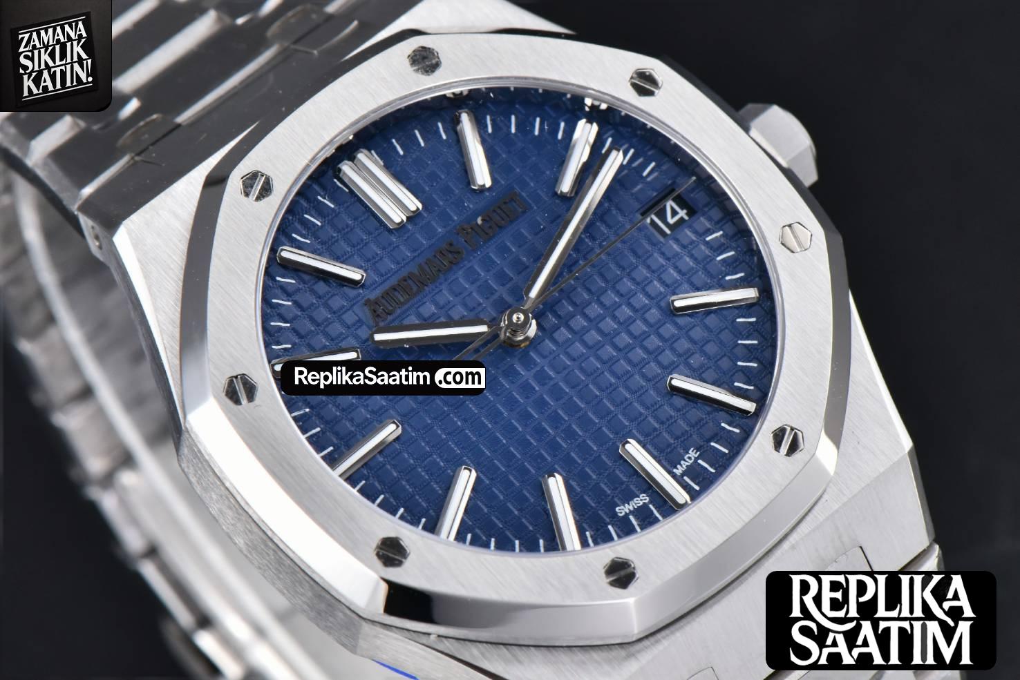 Royal Oak 15510 “50th Anniversary” APSF 41MM SS Blue Dial SS Bracelet SA4302 Super Clone -11