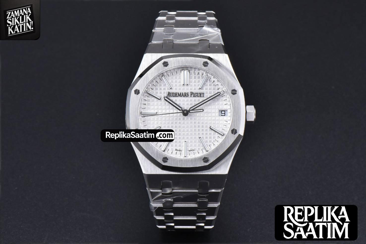 Royal Oak 15510 “50th Anniversary” APSF 41MM SS White Dial SS Bracelet SA4302 Super Clone -01