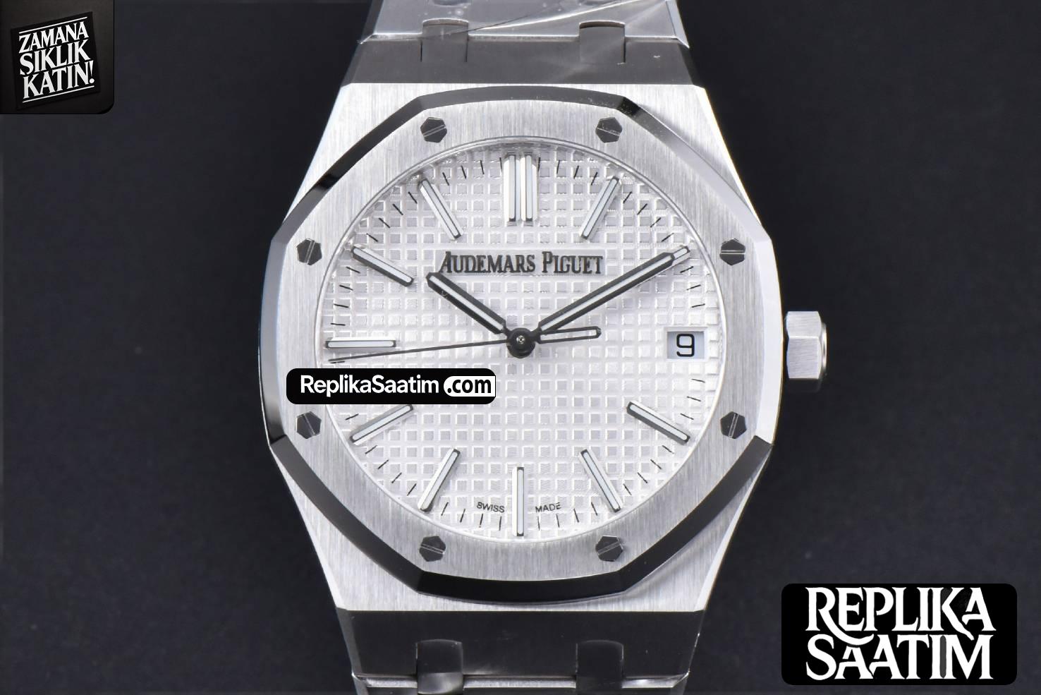 Royal Oak 15510 “50th Anniversary” APSF 41MM SS White Dial SS Bracelet SA4302 Super Clone -02