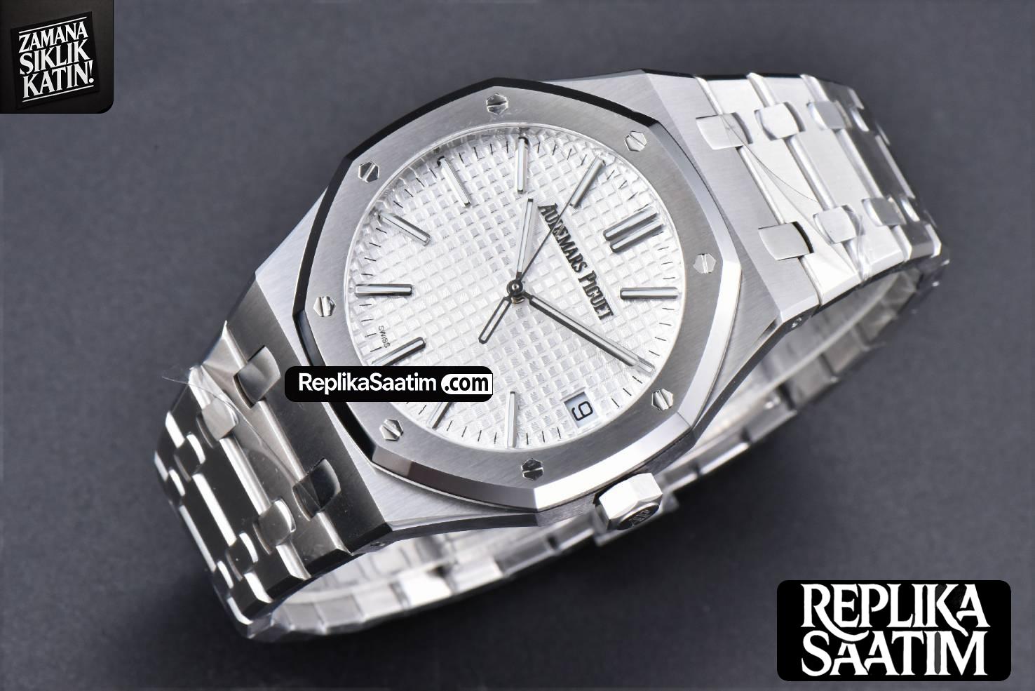 Royal Oak 15510 “50th Anniversary” APSF 41MM SS White Dial SS Bracelet SA4302 Super Clone -03