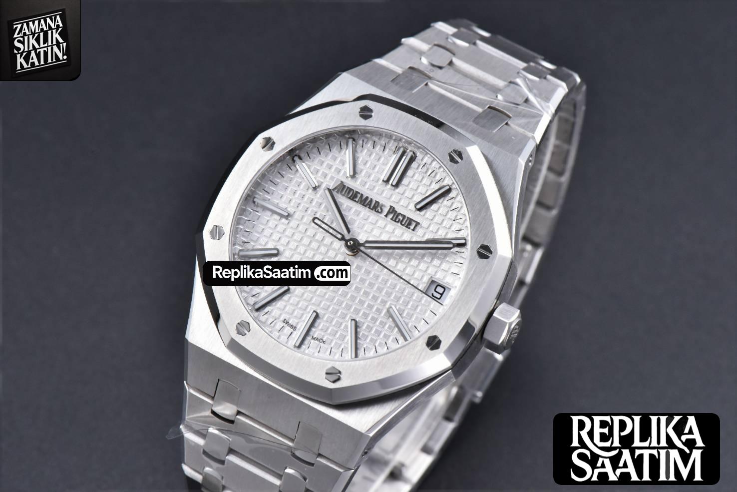 Royal Oak 15510 “50th Anniversary” APSF 41MM SS White Dial SS Bracelet SA4302 Super Clone -04