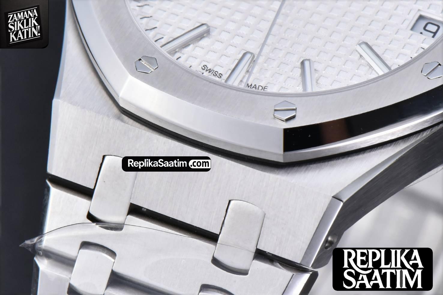 Royal Oak 15510 “50th Anniversary” APSF 41MM SS White Dial SS Bracelet SA4302 Super Clone -09