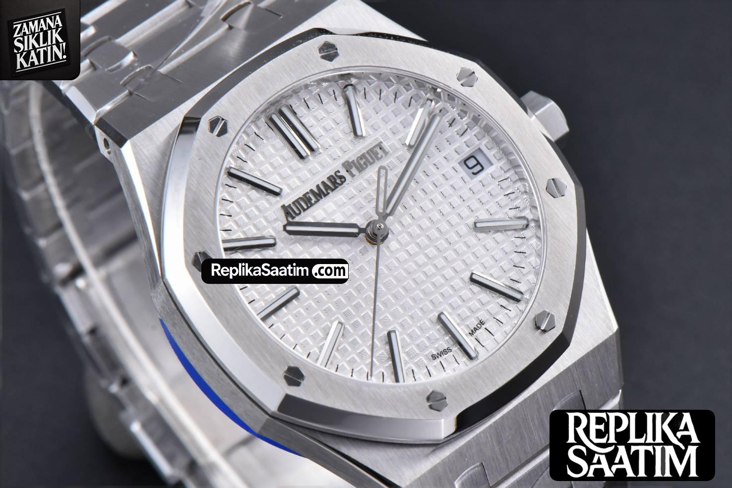 Royal Oak 15510 “50th Anniversary” APSF 41MM SS White Dial SS Bracelet SA4302 Super Clone -10