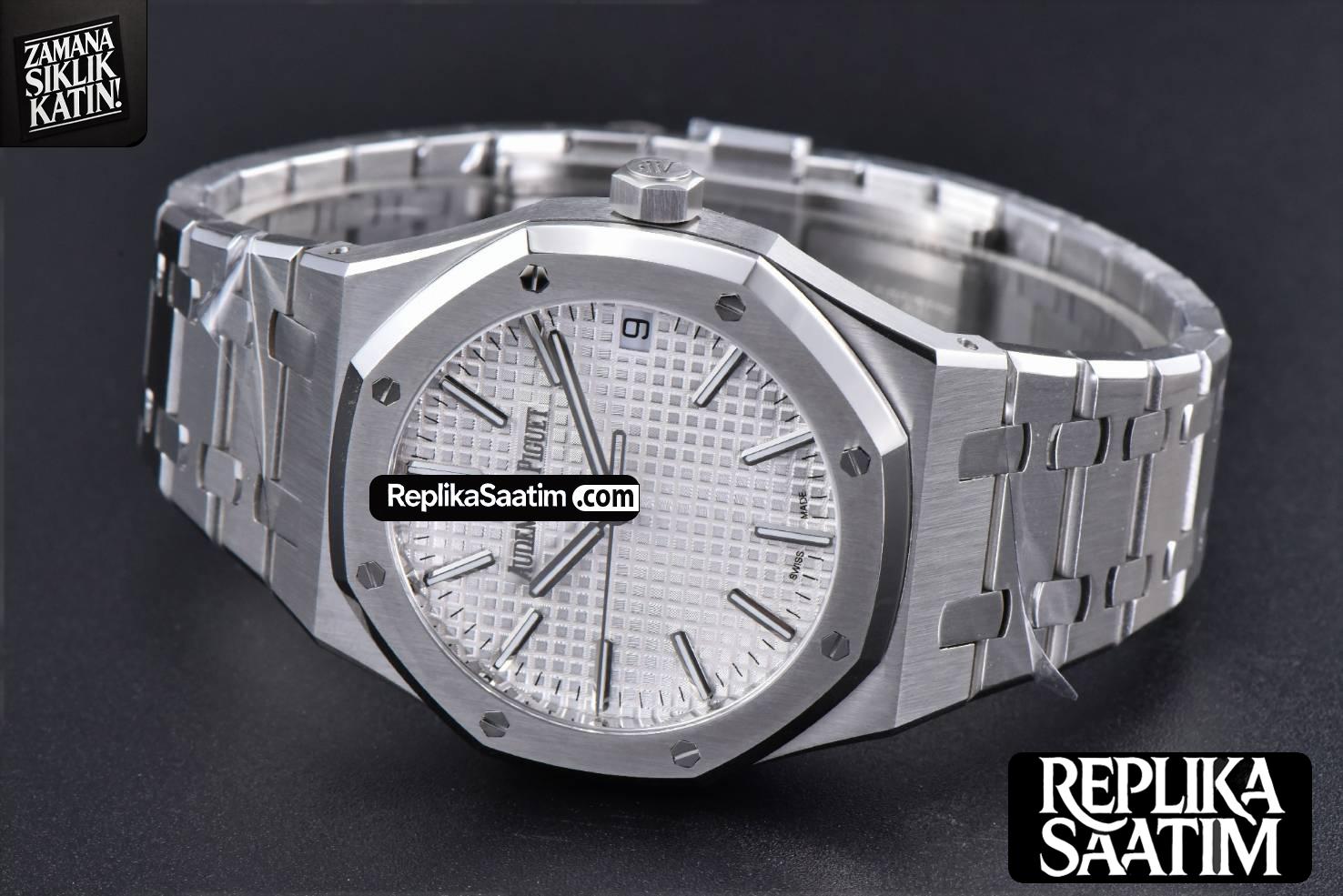 Royal Oak 15510 “50th Anniversary” APSF 41MM SS White Dial SS Bracelet SA4302 Super Clone -11