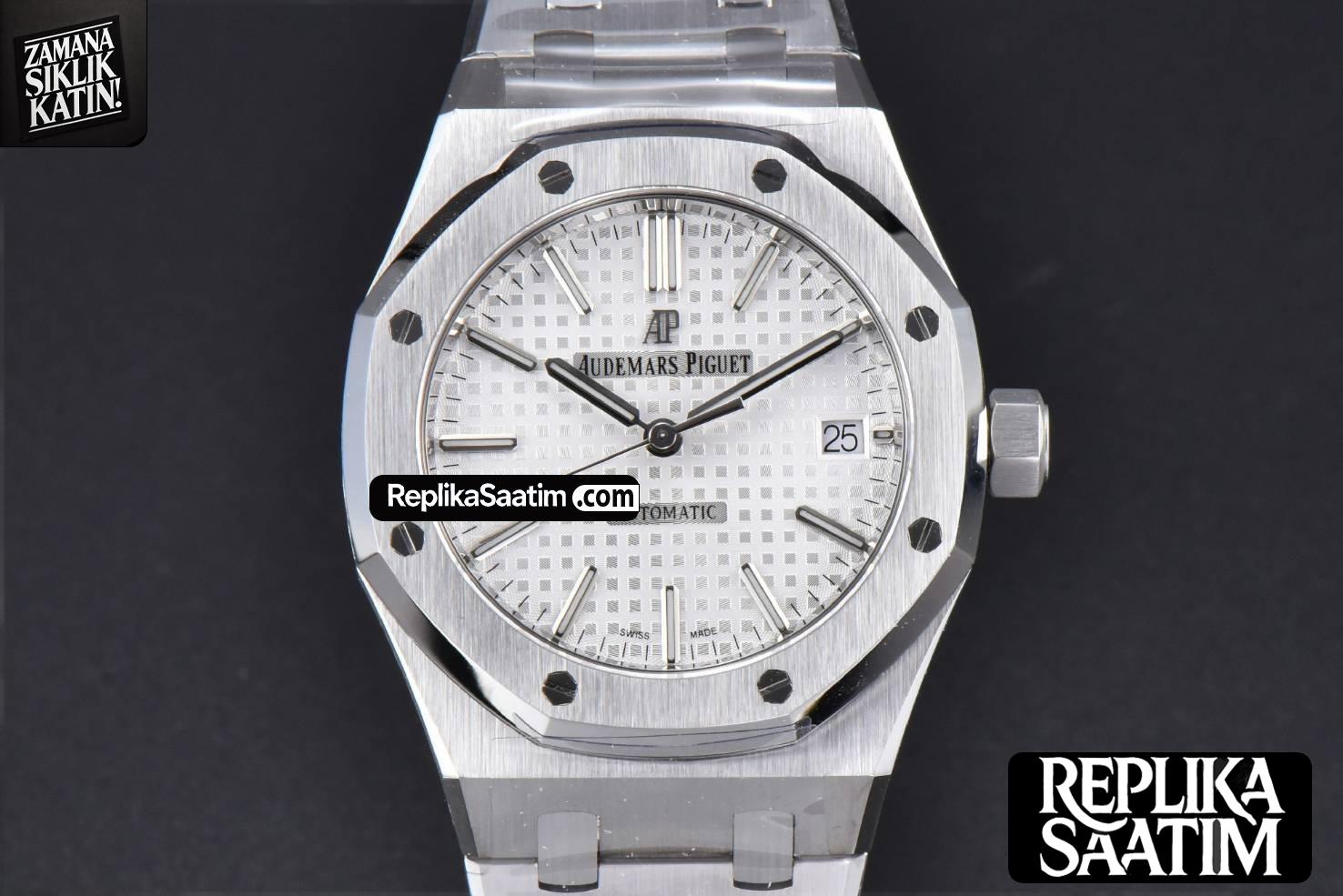 Royal Oak 37mm 15450 SS APSF White Textured Dial on SS Bracelet A3120 -13